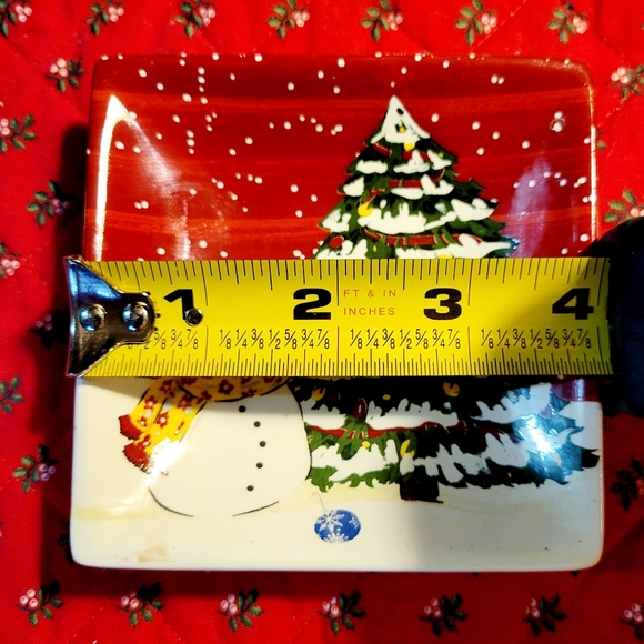 Festive Red Holiday Plate with Snowman and Tree - Picture 4 of 4
